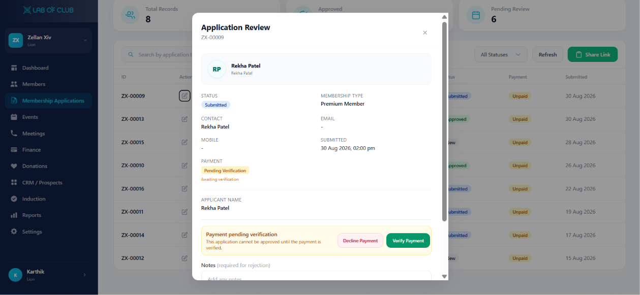 One Link Opens the Membership Form
